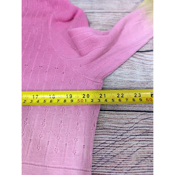 Sigrid Olsen Women's XL WICKED Pink Green Top Lightweight Knit Silk Linen Blend - Picture 7 of 16